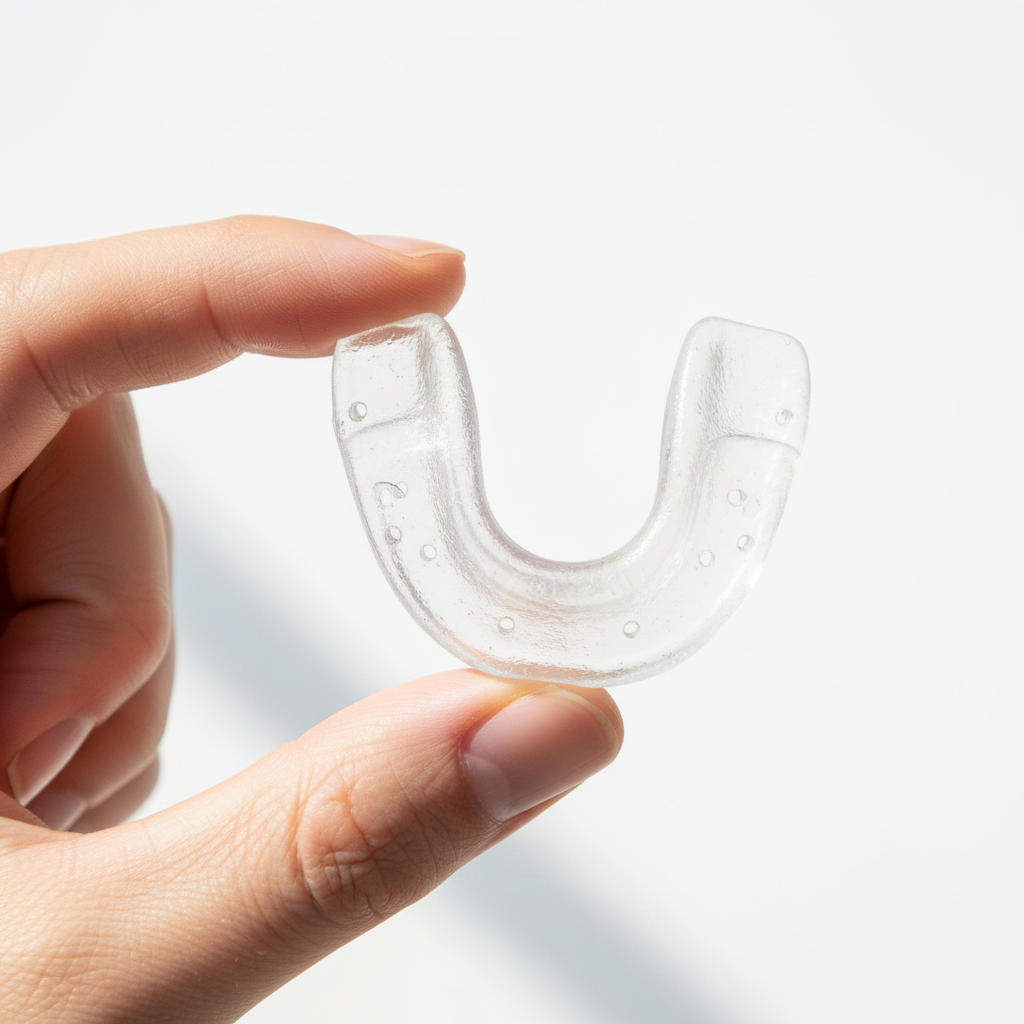Anti-snoring mouthguard close-up showing material and texture
